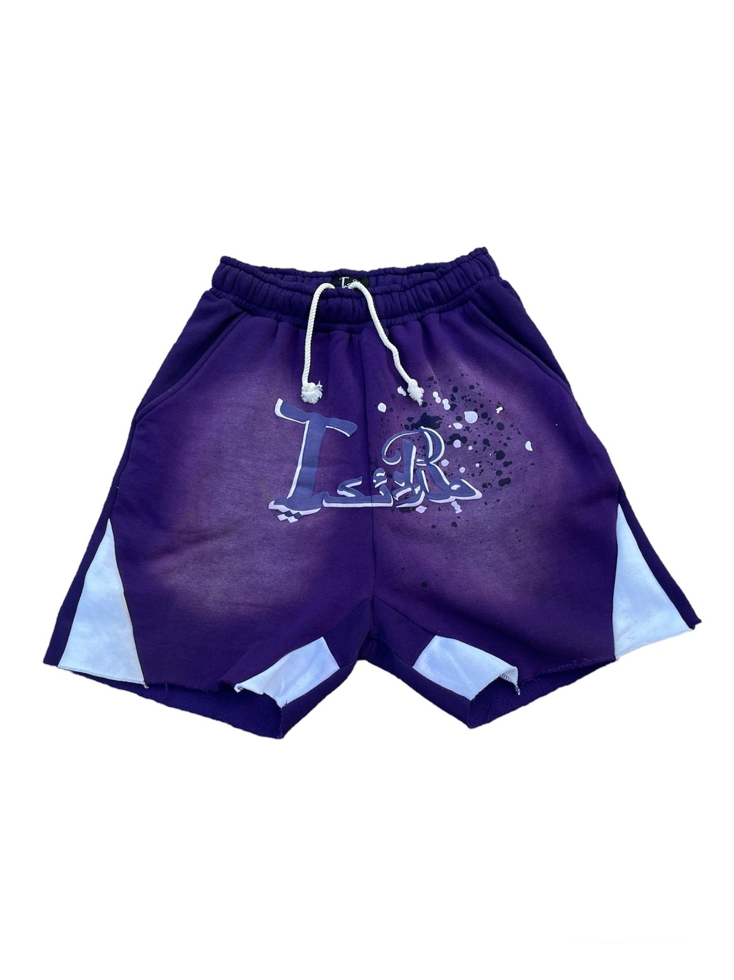 Purple Flared Acid Wash Shorts GRAPE JELLY